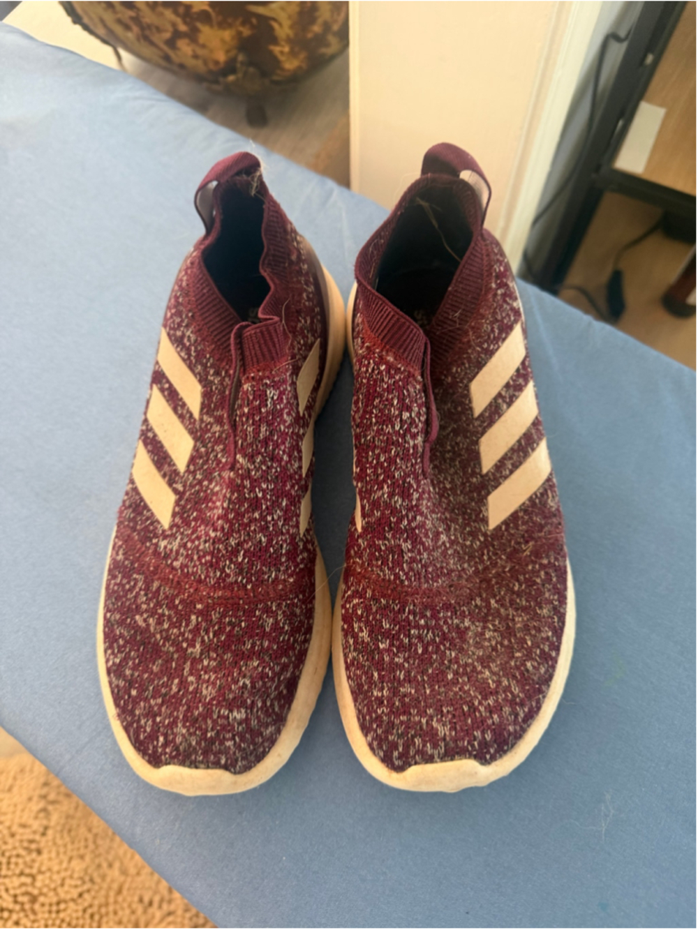 Women's Adidas Slip-On Sneakers Maroon White Size 7.5